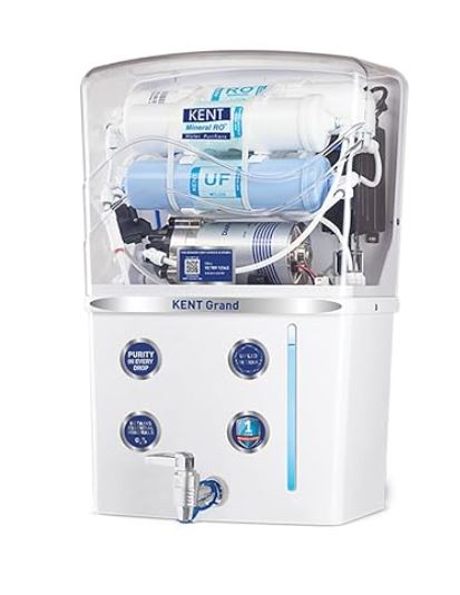 KENT Grand RO Water Purifier|Advanced RO Membrane of .0001 Micron|RO+UF+TDS Control+ UV LED Tank|8L|20LPH Flow